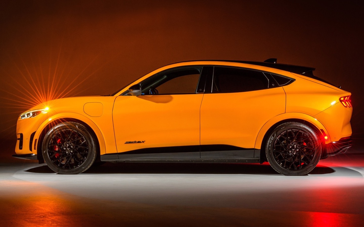 Ford Mustang Mach-E GT — Cyber Orange, side profile